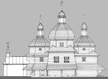 Elewacja cerkwi z 1720 r. w kwi (Ukraina)