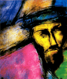 Droga Krzyżowa VII, 1986 r., szkło organiczne, 50 cm x 42 cm. Źródło: Jan Bruzda, „Polimery w malarstwie”, Wydawca: Samodzielny Zakład Rysunku, Malarstwa i Rzeźby WA PK, 1993