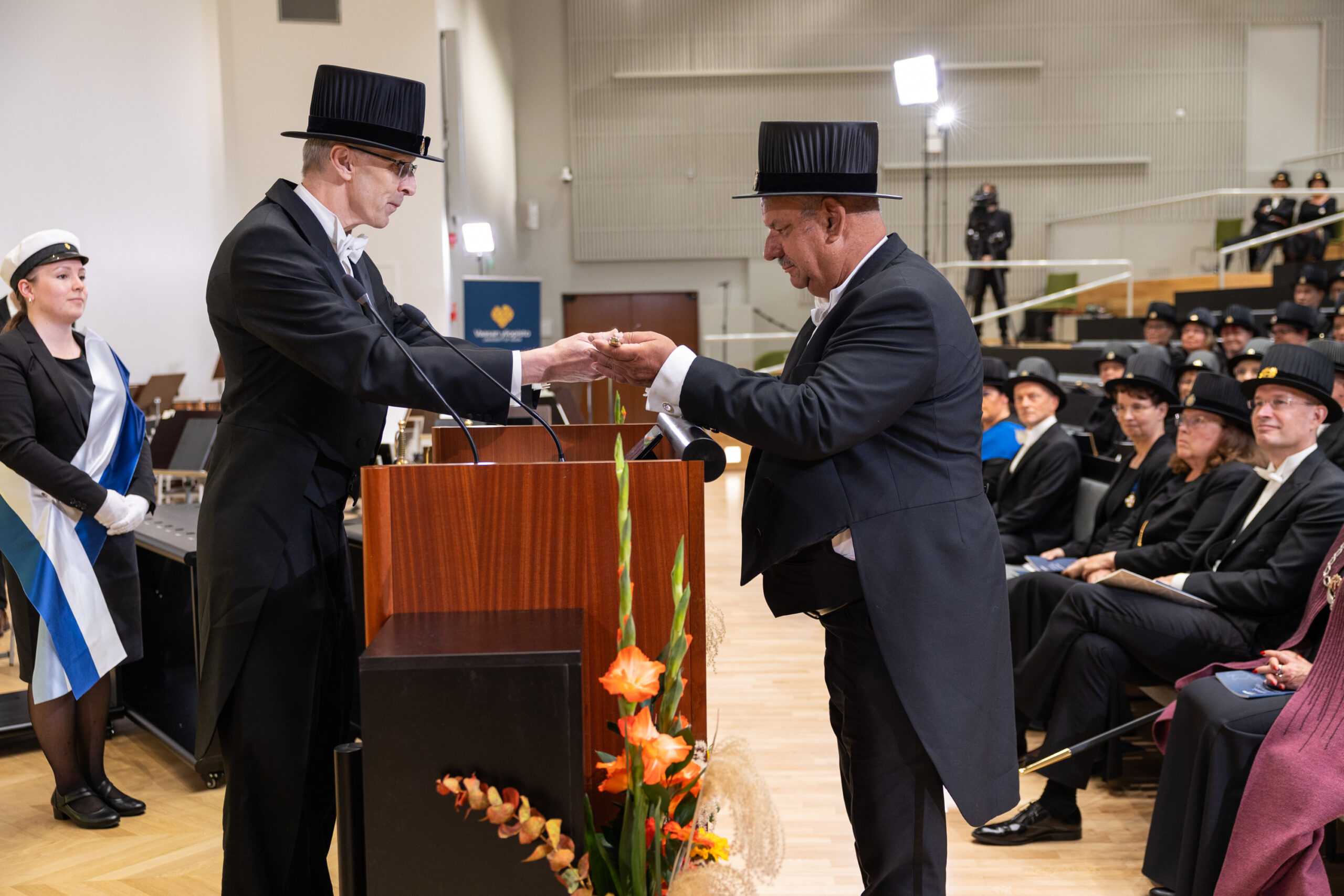 Piotr Bielaczyc w trakcie ceremonii nadania tytułu doctora honoris causa uniwersytetu w Vaasa Fot.: Sami Pulkkinen