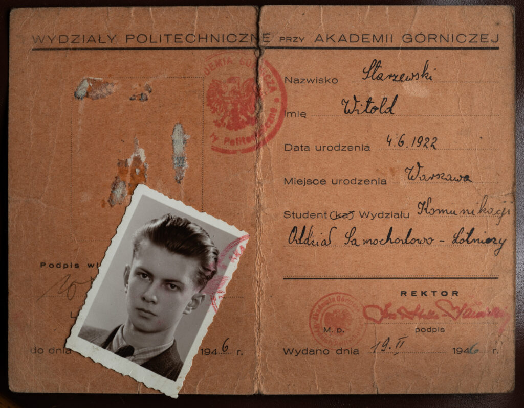 Legitymacja studencka Witolda Starzewskiego, luty 1946 r. Fot.: Ze zbiorów Witolda Starzewskiego