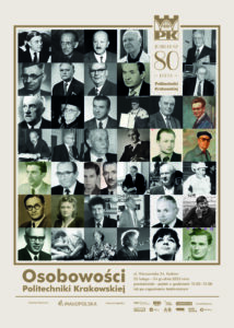 Plakat wystawy "Osobowości 80-lecia PK" Projekt: Rafał Bartkowicz