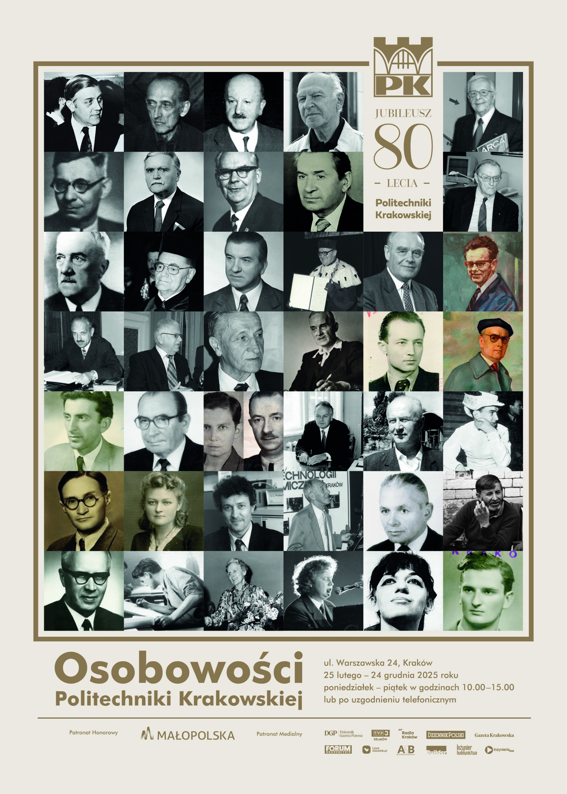 Plakat wystawy "Osobowości 80-lecia PK" Projekt: Rafał Bartkowicz