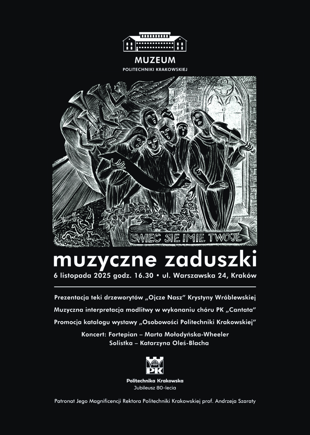 Plakat wystawy drzeworytów Krystyny Wróblewskiej w Muzeum PK