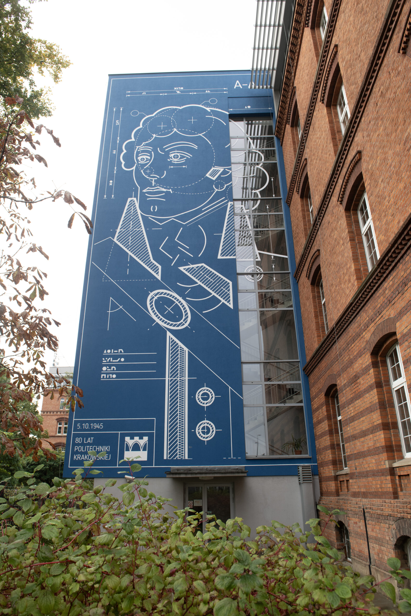 Mural z wizerunkiem Tadeusza Kościuszki na północnej elewacji budynku Wydziału Inżynierii Środowiska i Energetyki PK przy ulicy Warszawskiej 24
Fot.: Jan Zych