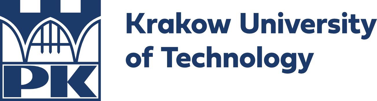 Wersja anglojęzyczna nazwy Politechniki Krakowskiej to „PK Krakow University of Technology” i może być użyta w różnych wariantach w zależności od potrzeb - na grafice wariant niesymetryczny Graf.: Księga Identyfikacji Wizualnej PK